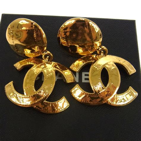 chanel clip-on earrings vintage|Vintage Chanel earrings logo.